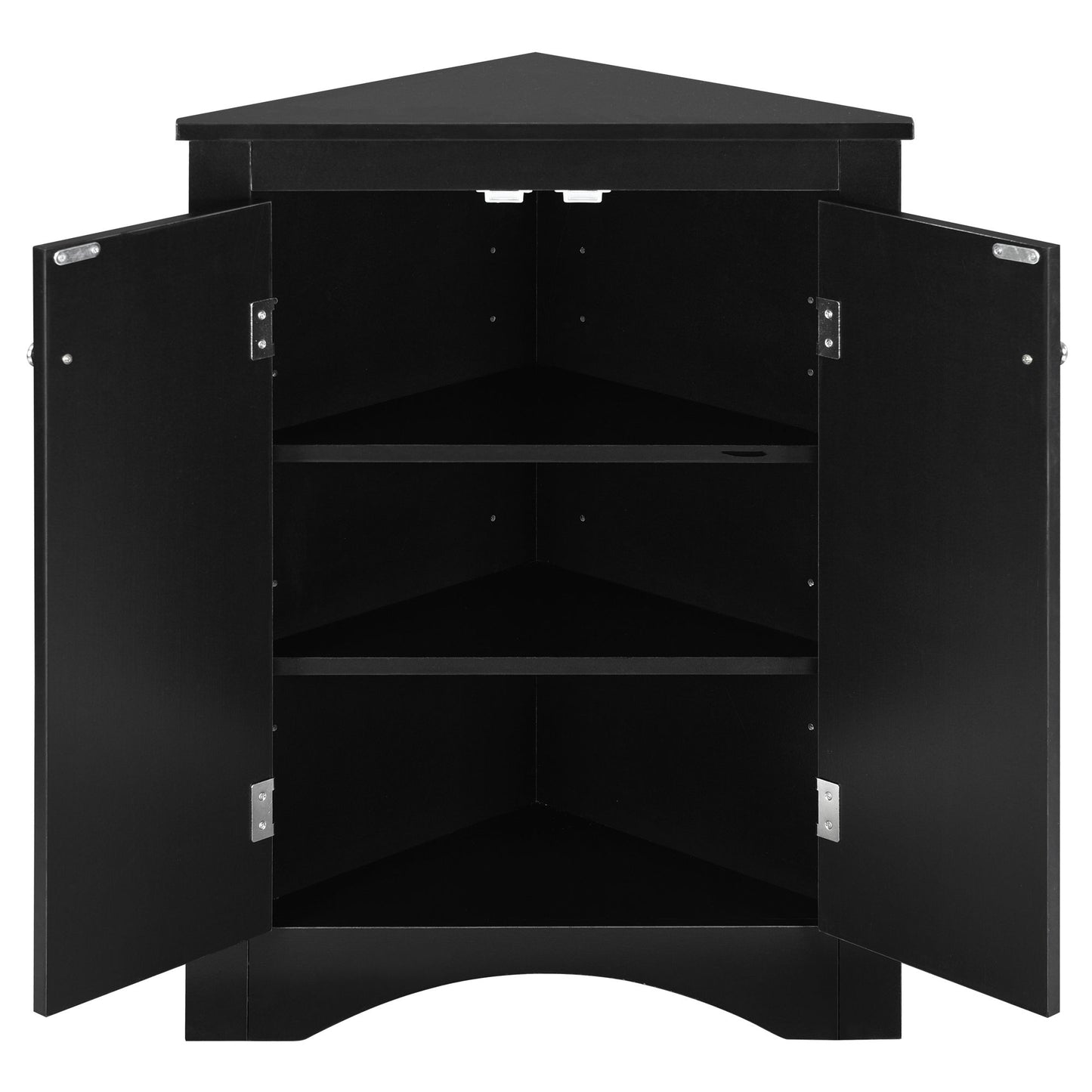 Triangle Bathroom Storage Cabinet With Adjustable Shelves, Freestanding Floor Cabinet For Home Kitchen - Black