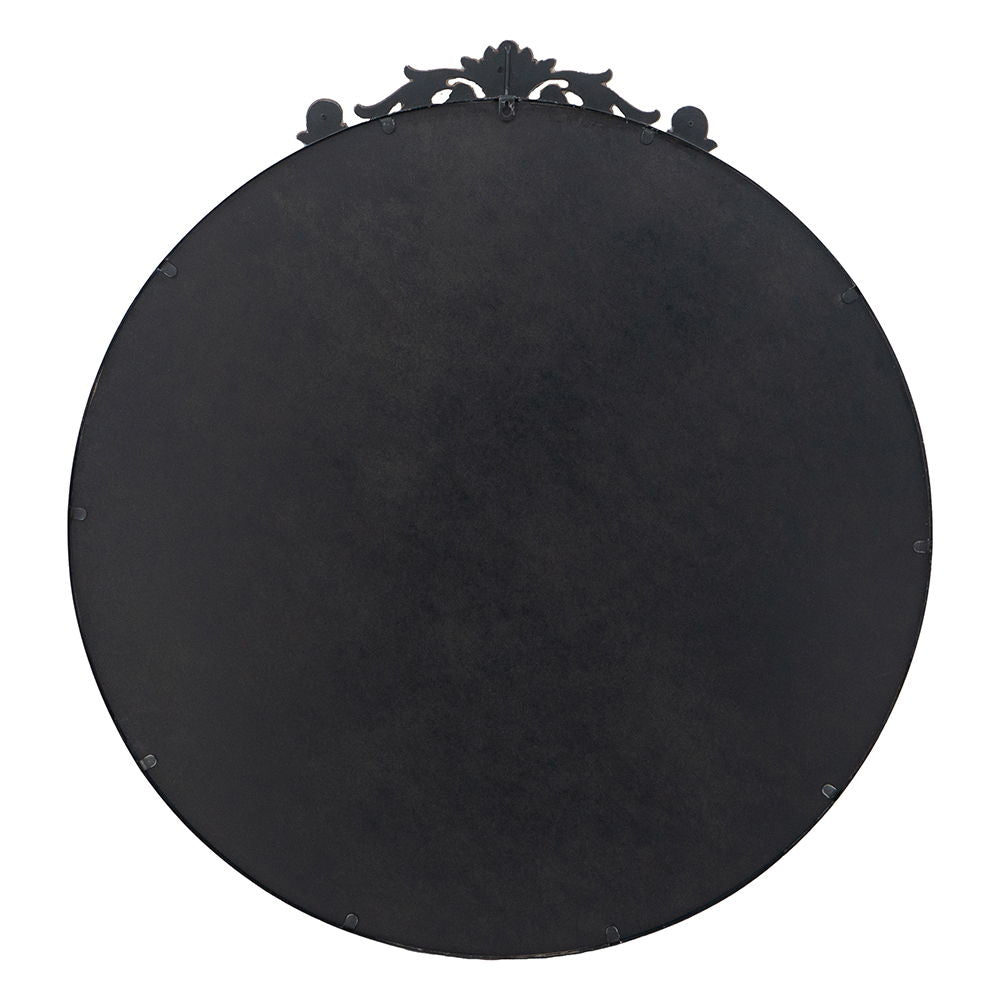 Classic Design Mirror With Round Shape And Baroque Inspired Frame For Bathroom, Entryway, Console Lean Against Wall - Black