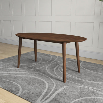 Ada - Mid-Century Modern Style Oval Dining Table - Brown