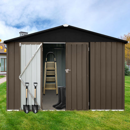 10'x12' Garden Sheds Outdoor Storage Sheds - Brown / Black