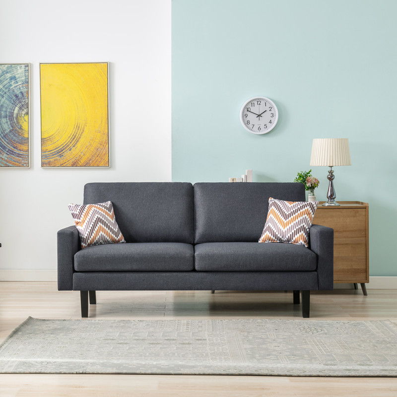 Bahamas - Sofa And 2 Chairs With 2 Throw Pillows - Dark Gray