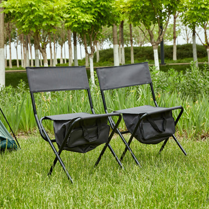 Folding Outdoor Chairs With Storage Bag, Portable Chair For Indoor, Outdoor Camping, Picnics And Fishing (Set of 2) - Gray