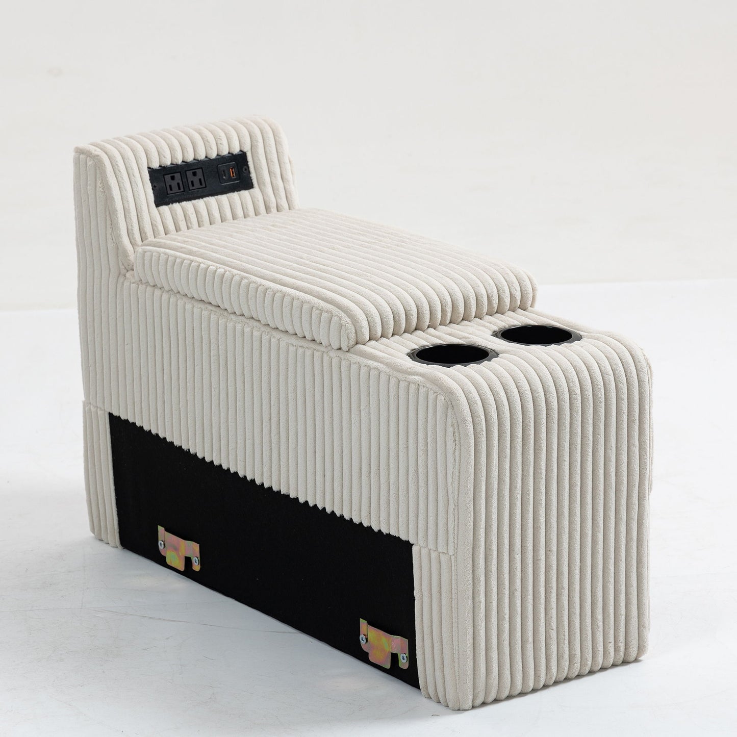 Modular Sofa Coffee Table Module With Storage Function, Cupholders, USB Ports For Living Room Apartment - Beige