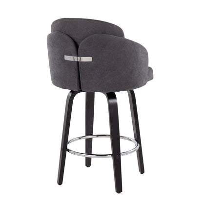 Dahlia - Contemporary Counter Stool With Round Footrest (Set of 2) - Black / Gray