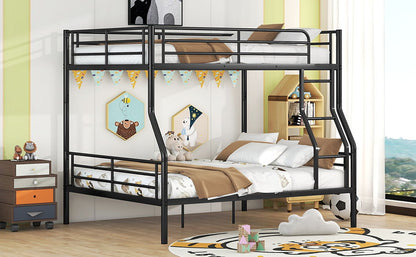 Full Long Over Queen Metal Bunk Bed - Black