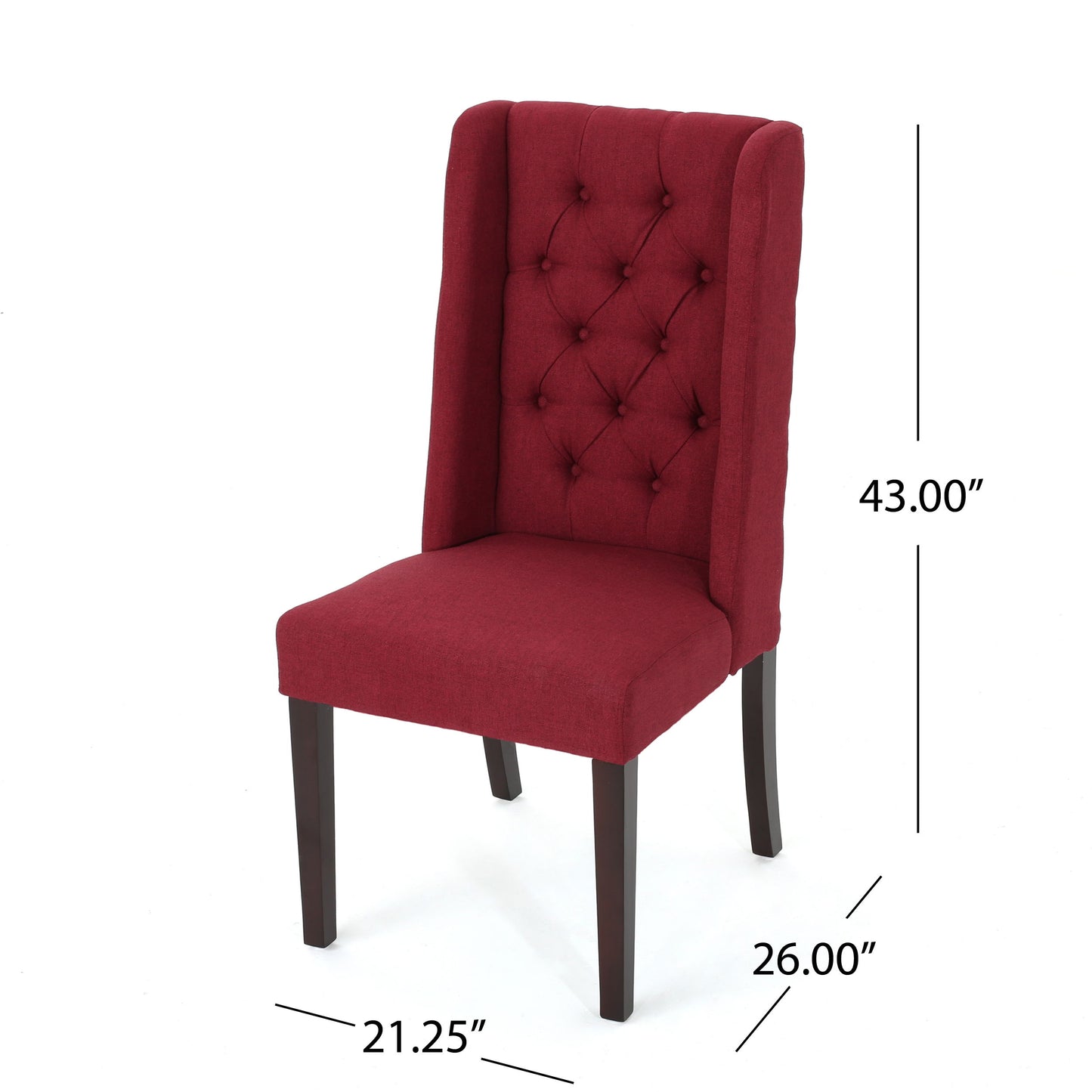 Modern Tufted Dining Chair (Set of 2) With High Back And Birch Wood Legs - Red