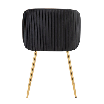 Fran - Pleated Contemporary Chair (Set of 2) - Gold / Pleated Black