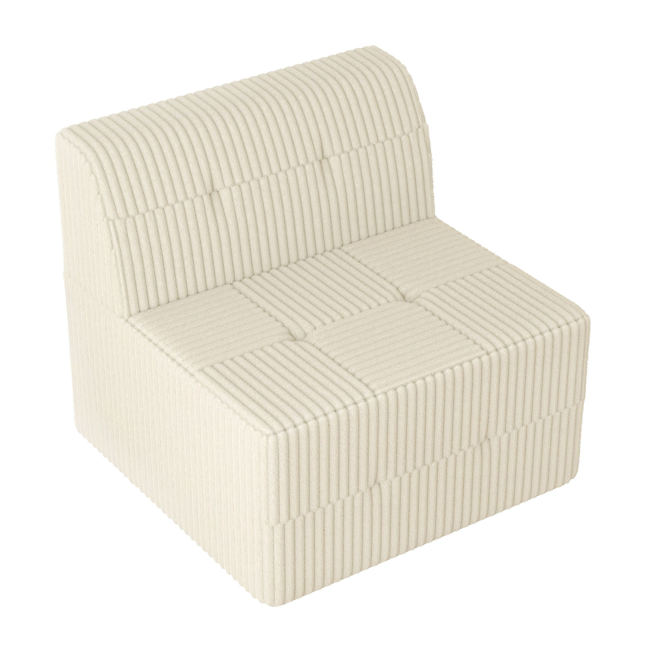 Modern Minimalist Sectional Sofa Sleeper Corduroy Couch Comfy Space Efficient Design - White