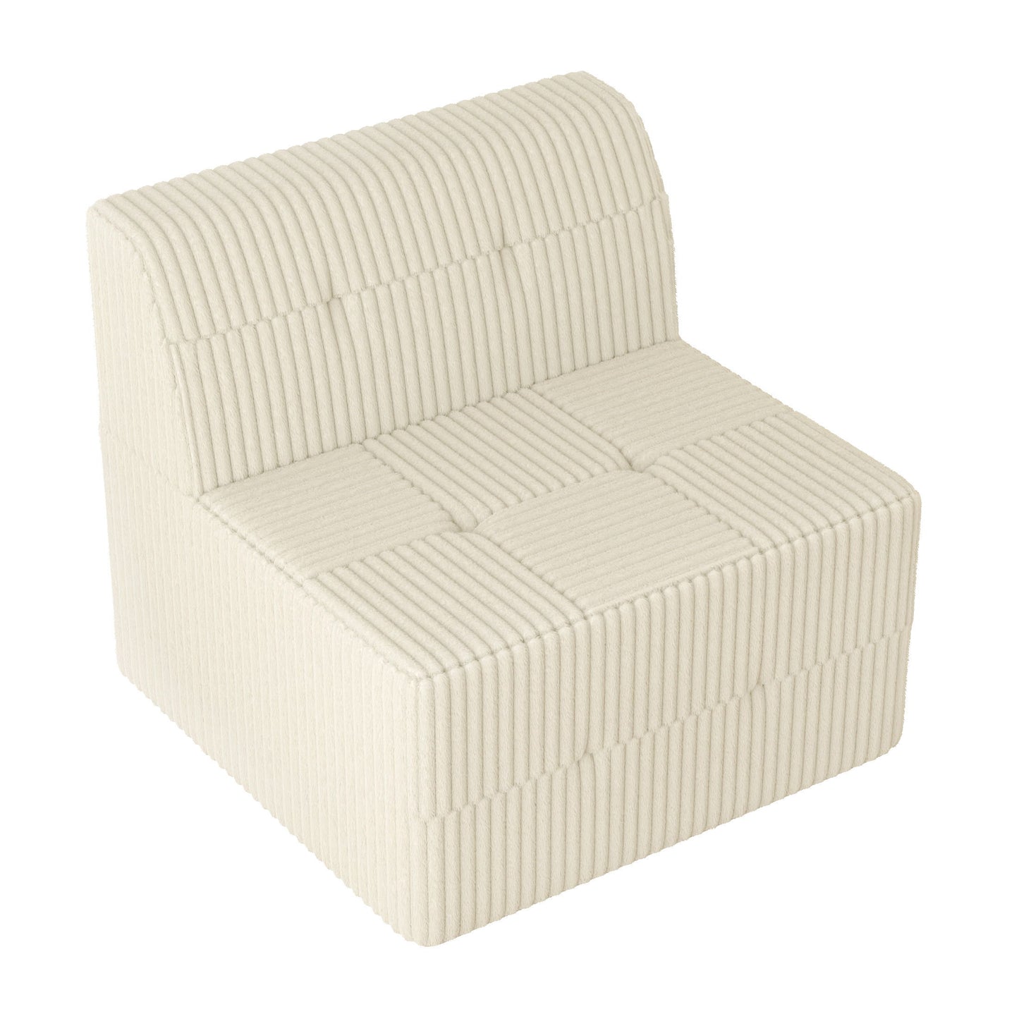 Modern Minimalist Sectional Sofa Sleeper Corduroy Couch Comfy Space Efficient Design - White