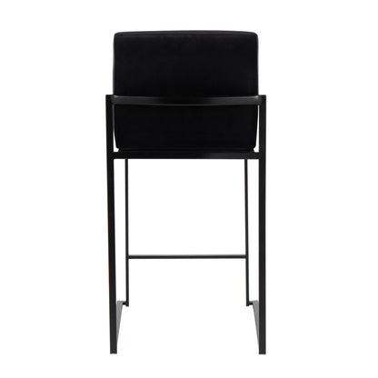 Fuji - Contemporary High Back Counter Stool (Set of 3) - Black