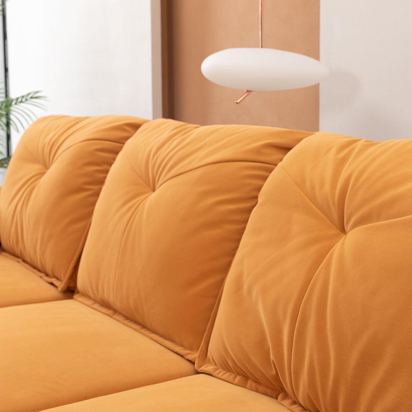 Contemporary Fabric Sofa With Removable Pillowcase And Backrest, Living Room Or Bedroom Use - Orange
