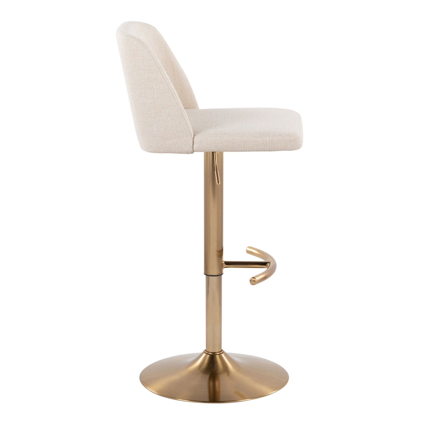 Toriano - Contemporary Adjustable Barstool With Swivel With Rounded T Footrest (Set of 2) - Cream / Gold