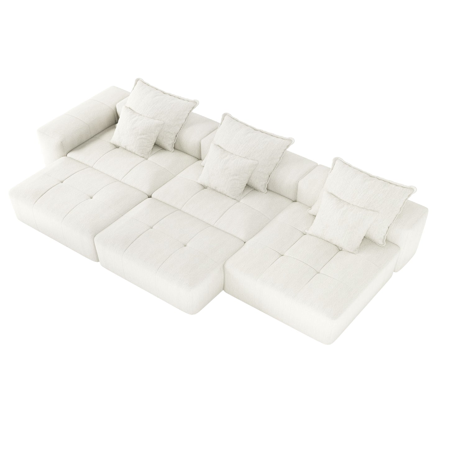 Modern Oversized Modular Sectional Sofa, Sparkling Chenille Fabric Soft Cushion Sofa With 6 Pillows, 6 Pieces Diy Combination Tufted Sofa, No Assembly Required - Beige