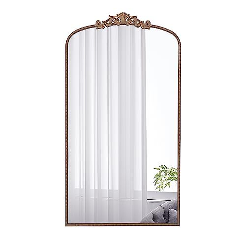 Full Length Mirror, Arched Mirror Hanging Or Leaning Against Wall Large Mirror For Living Room - Gold