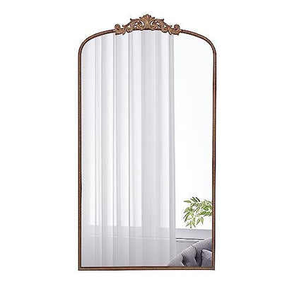 Full Length Mirror, Arched Mirror Hanging Or Leaning Against Wall Large Mirror For Living Room - Gold