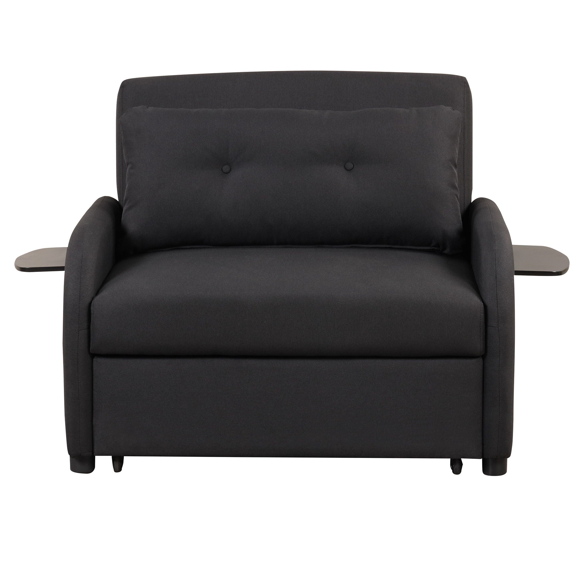 3 In 1 Pull Out Sofa Sleeper With Wing Table And USB Charge - Black