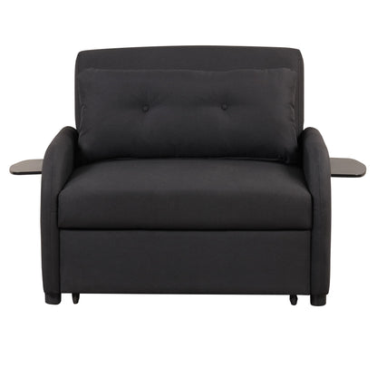 3 In 1 Pull Out Sofa Sleeper With Wing Table And USB Charge - Black