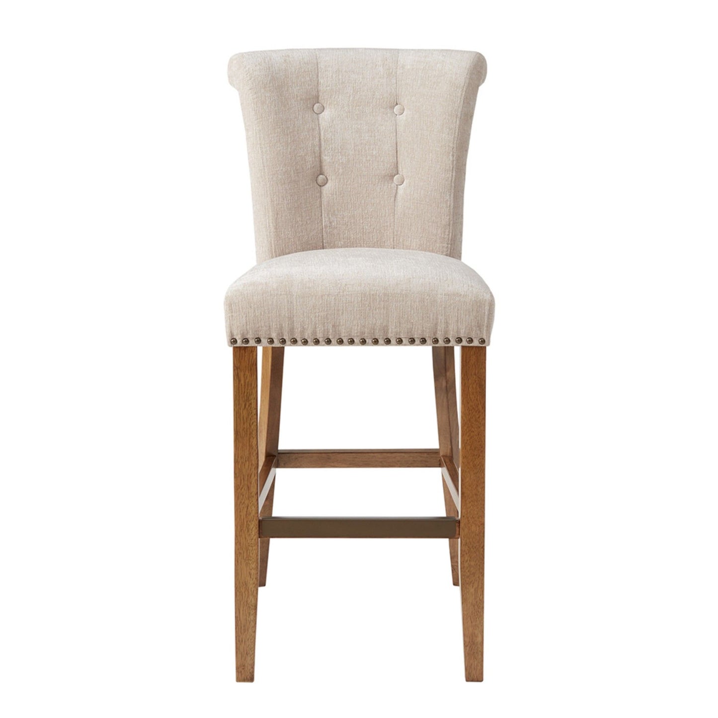 Bar Stool With Bronze Nail Heads - Cream