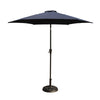 8.8' Outdoor Aluminum Patio Umbrella, Patio Umbrella, Market Umbrella With 33 Pounds Round Resin Umbrella Base, Push Button Tilt And Crank Lift - Navy Blue