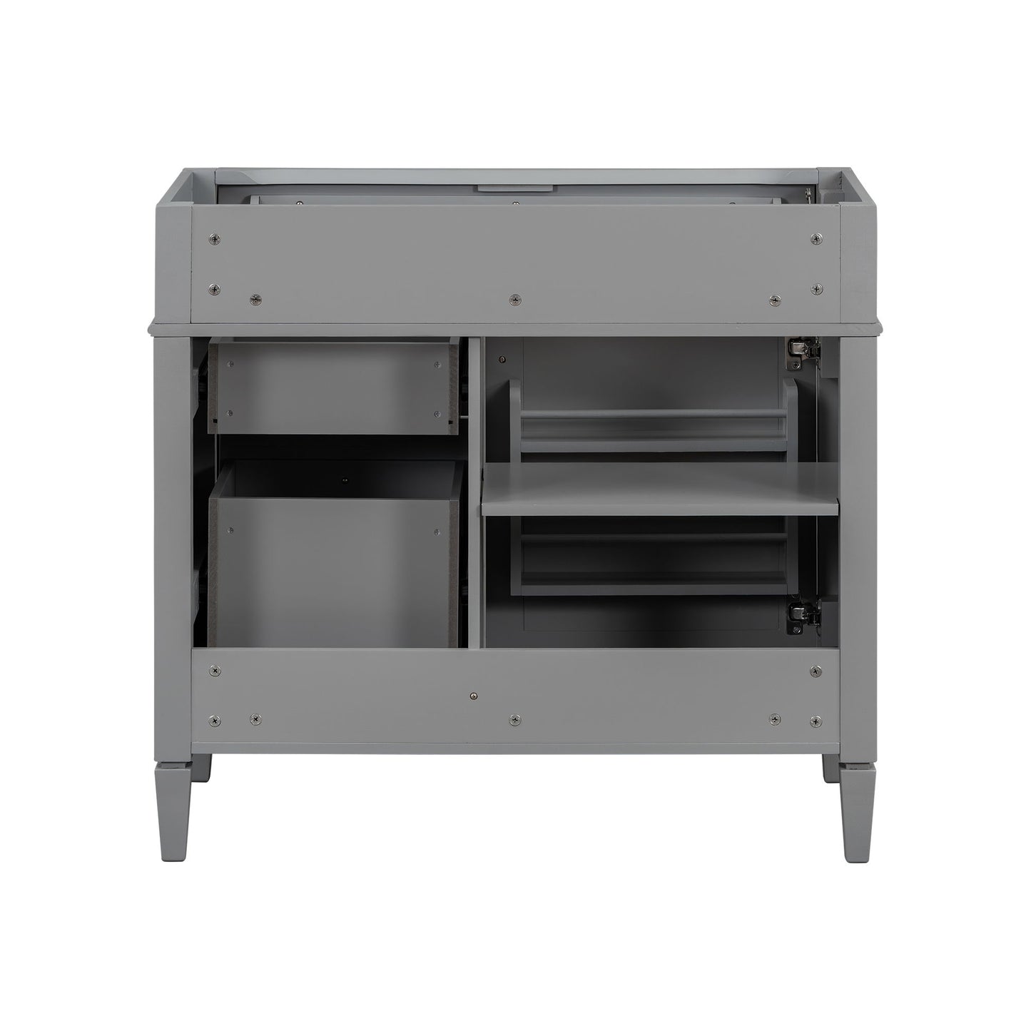 Bathroom Vanity Without Top Sink, Modern Bathroom Storage Cabinet With 2 Drawers And A Tip-Out Drawer, Frame (Not Include Basin Sink) - Gray