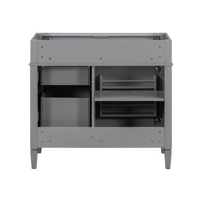 Bathroom Vanity Without Top Sink, Modern Bathroom Storage Cabinet With 2 Drawers And A Tip-Out Drawer, Frame (Not Include Basin Sink) - Gray