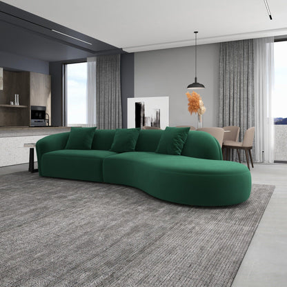 Elijah - Japandi Style Curvy Sectional Sofa - Green