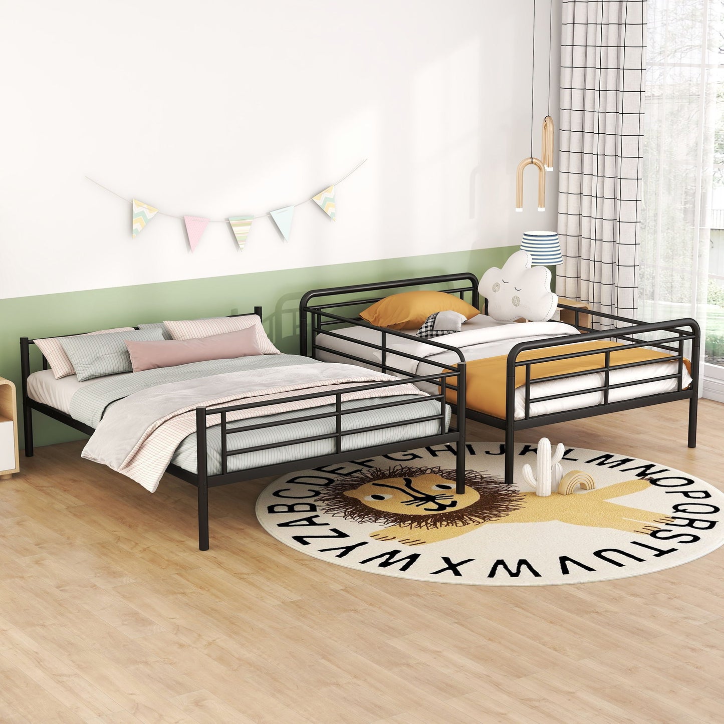 Full Long Over Queen Bunk Bed - Black