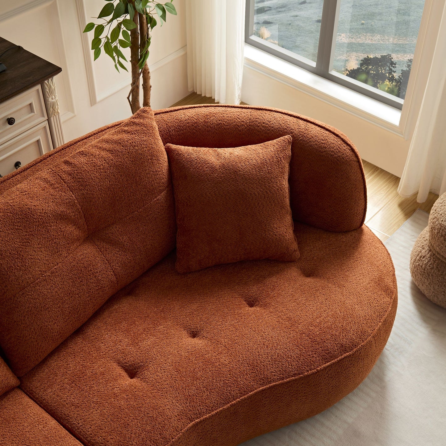 Modern Modular Sofa With Durable Fabric And Solid Wood Frame For 4 People - Orange