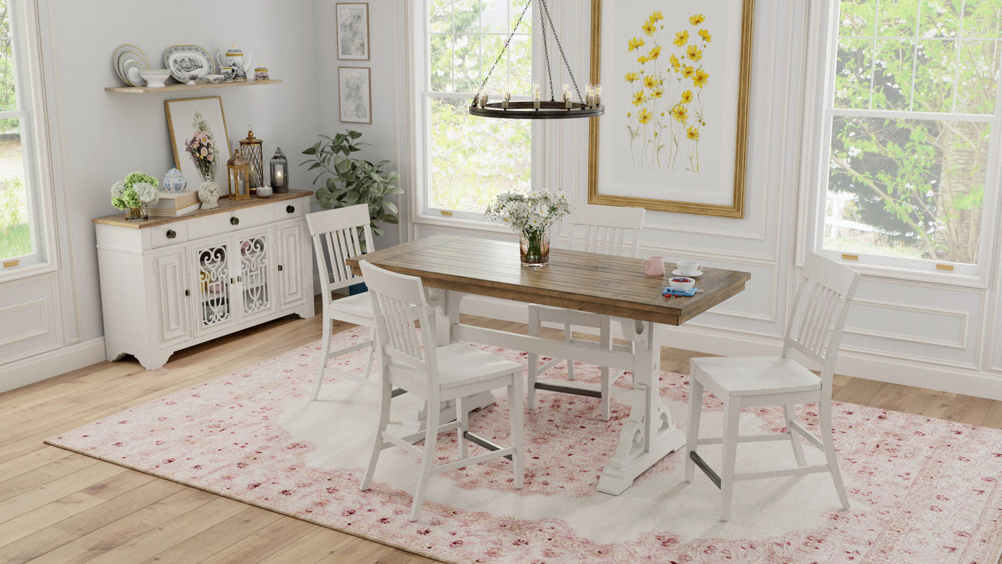Haidel - Trestle Gathering Table - Brown / White
