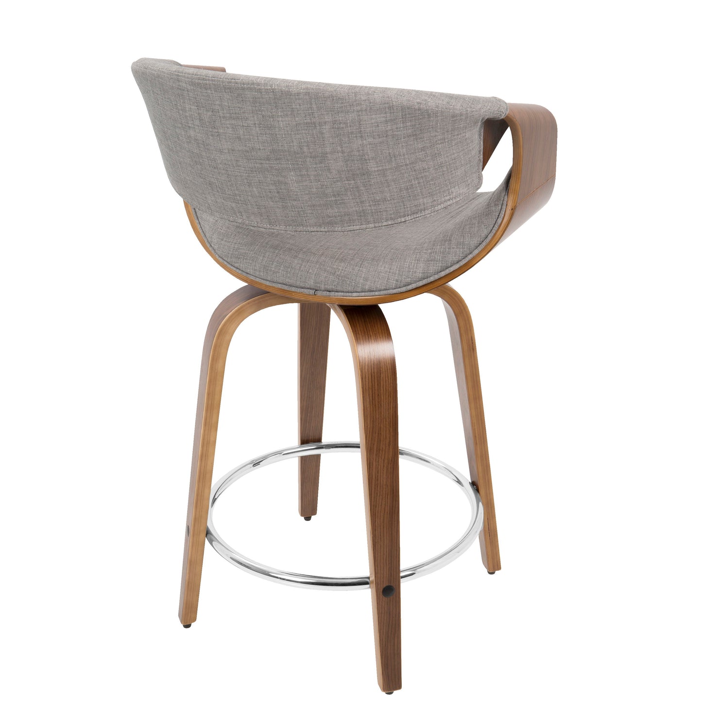 Curvini - Mid-Century Modern Counter Stool (Set of 2) - Walnut / Light Gray