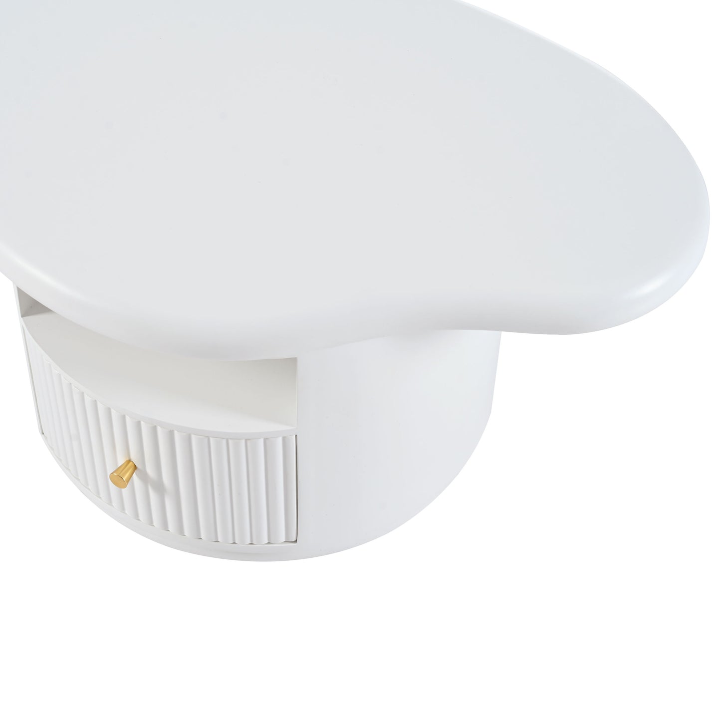 Cloud - Coffee Table, Irregular Shape Coffee Table With 1 Dreawer And Shelf For Living Room - White