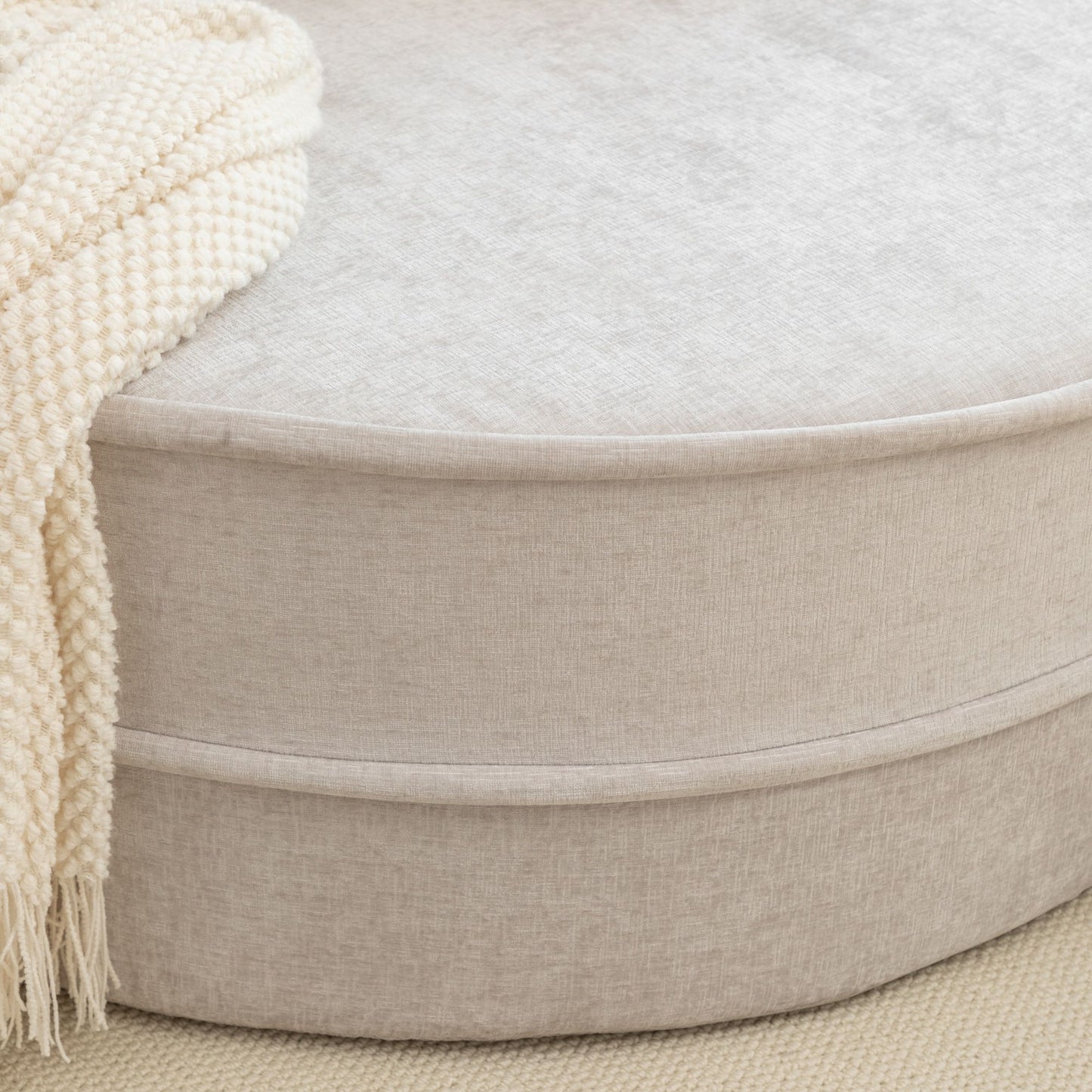Modern Oversized Round Barrel Accent Chair With Ottoman - Velvet Upholstered Lounge Armchair With 5 Pillows For Living Room Or Bedroom - Gray