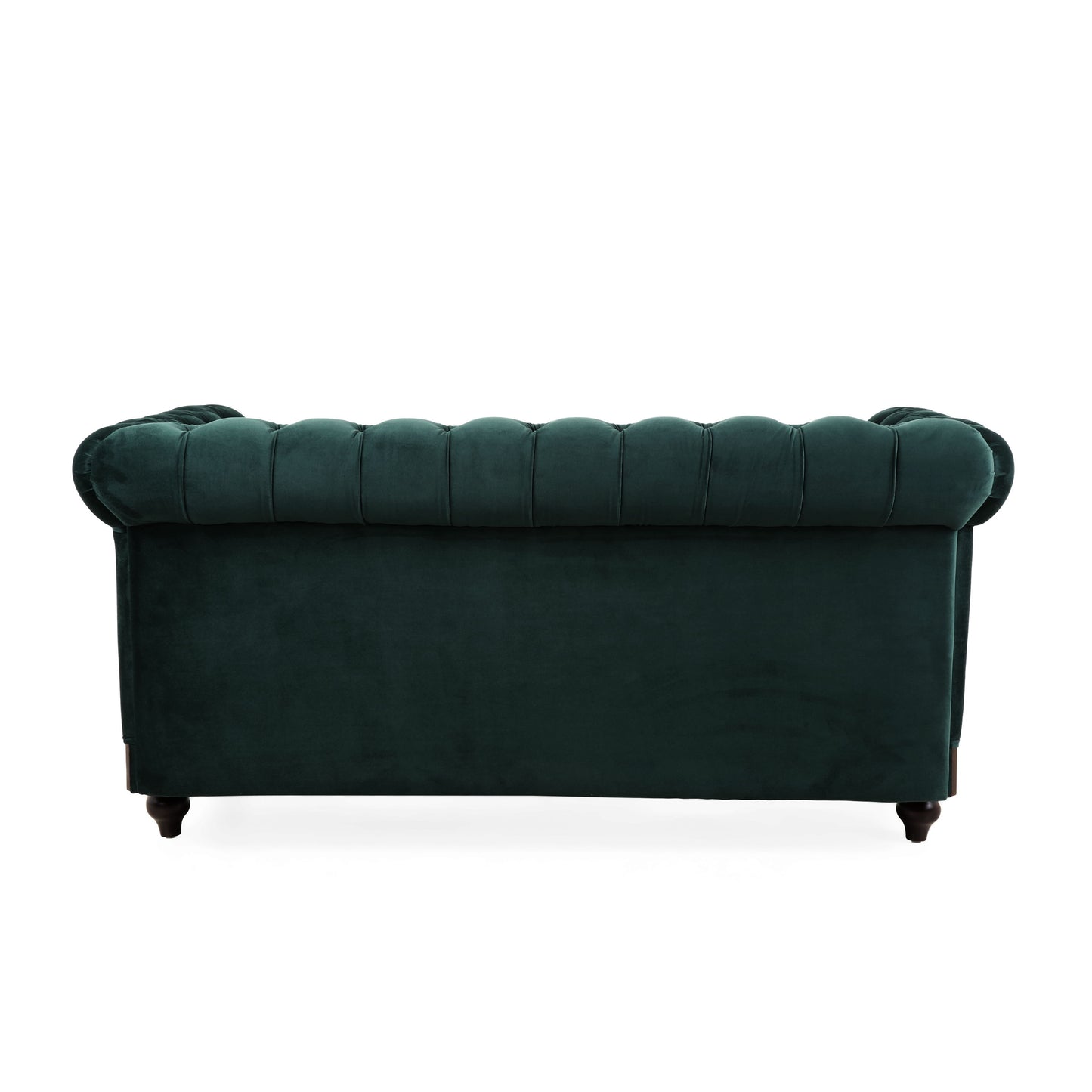 Chesterfield Velvet Loveseat Sofa 2 Person Rolled Arm Upholstered Couch - Forest Green