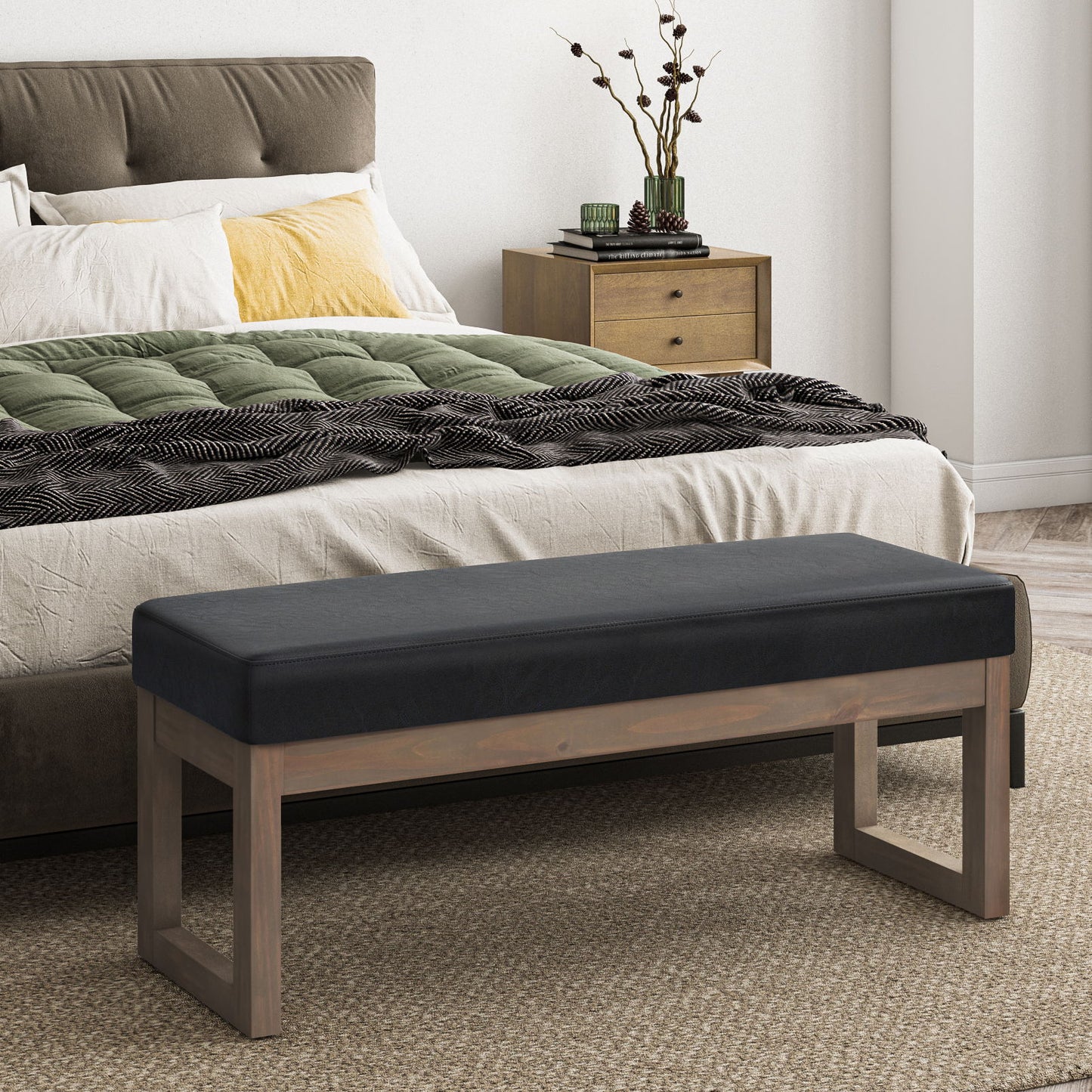 Milltown - Large Ottoman Bench - Midnight Black