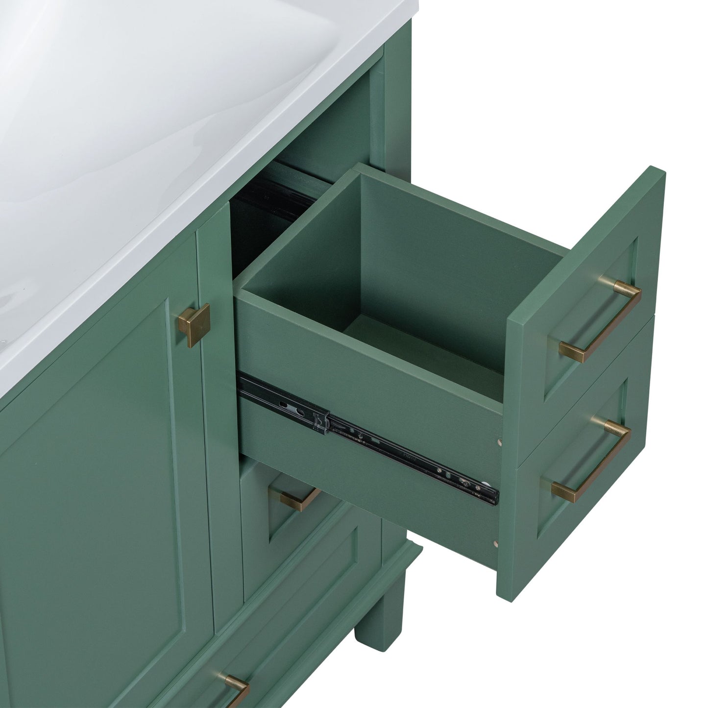 Bathroom Vanity, Modern Bathroom Cabinet With Sink Combo Set, Bathroom Storage Cabinet With A Soft Closing Door And 3 Drawers, Solid Wood Frame - Green