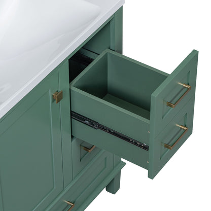 Bathroom Vanity, Modern Bathroom Cabinet With Sink Combo Set, Bathroom Storage Cabinet With A Soft Closing Door And 3 Drawers, Solid Wood Frame - Green