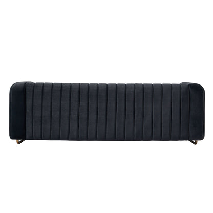 Contemporary Velvet Sofa Couch For Living Room - Black