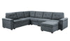 Isla - Woven 7 Seater Sectional Sofa With Ottoman - Gray