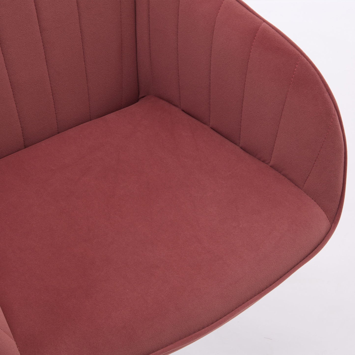 Ergonomic Swivel Office Chair, Comfortable Velvet Backrest Seat, Adjustable For Home And Bedroom - Rose Red