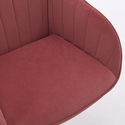 Ergonomic Swivel Office Chair, Comfortable Velvet Backrest Seat, Adjustable For Home And Bedroom - Rose Red