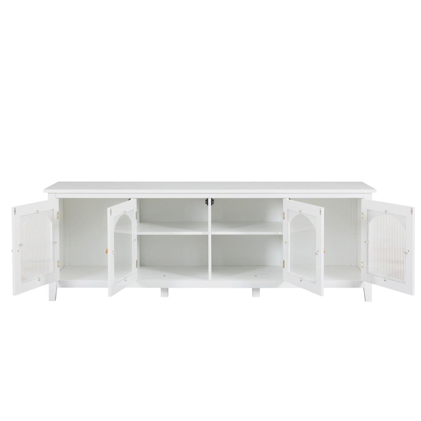 StylishTVcabinet, Entertainment CenterTV Stand, TVconsoletable, Media Console, Solidwood Frame, Changhong Glass Door, Metal Handle - Antique White