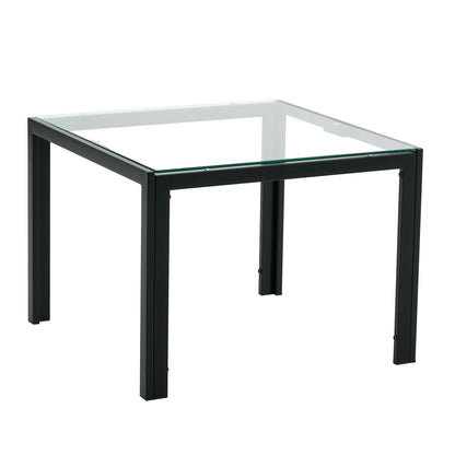 Coffee Table (Set of 2), Square Modern Table With Tempered Glass Finish For Living Room - Transparent / Black