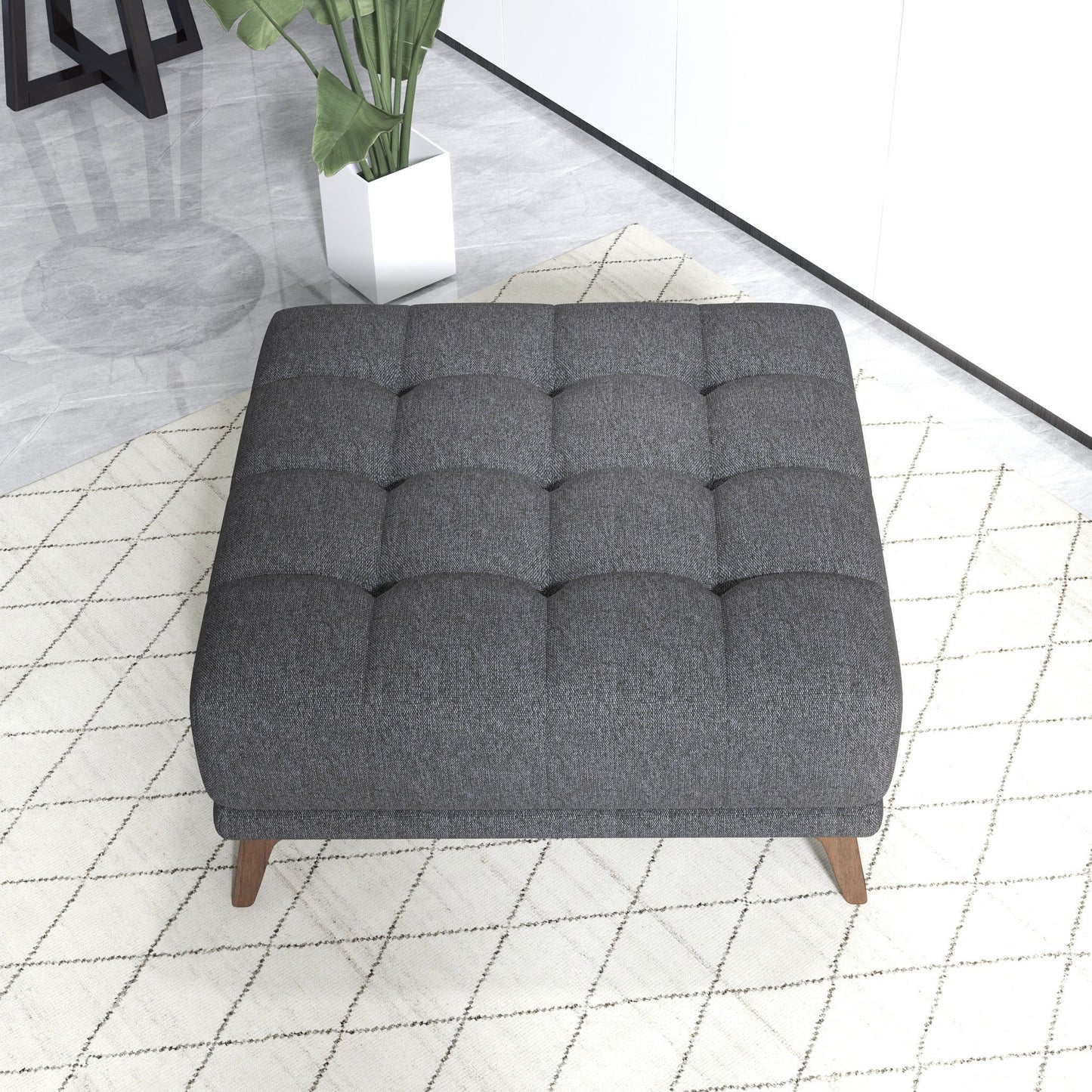 Addison - Square Upholstered Ottoman - Dark Gray