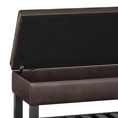 Cosmopolitan - Storage Ottoman Bench With Open Bottom - Distressed Brown