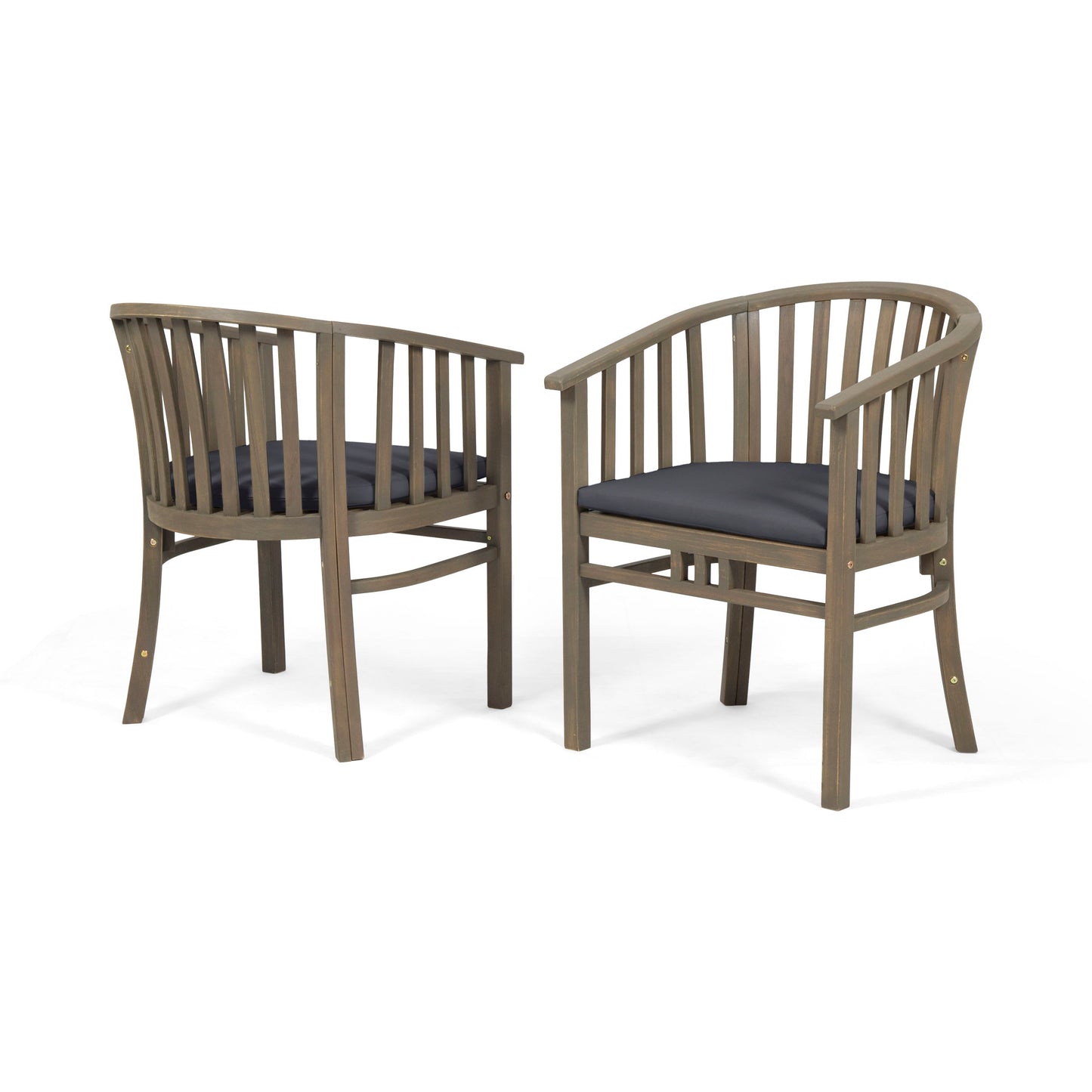 Outdoor Wooden Dining Chairs With Cushions, (Set of 2) - Dark Gray / Gray