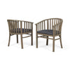 Outdoor Wooden Dining Chairs With Cushions, (Set of 2) - Dark Gray / Gray