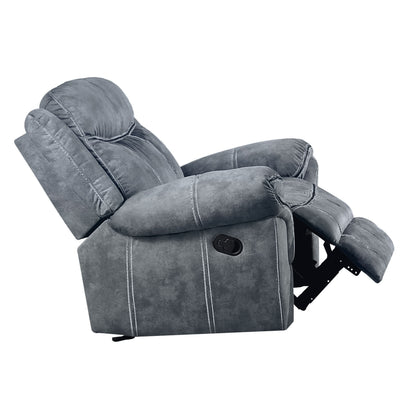 Zubaida - Two Tone Velvet 3 Piece Recliner Living Room Set - Gray
