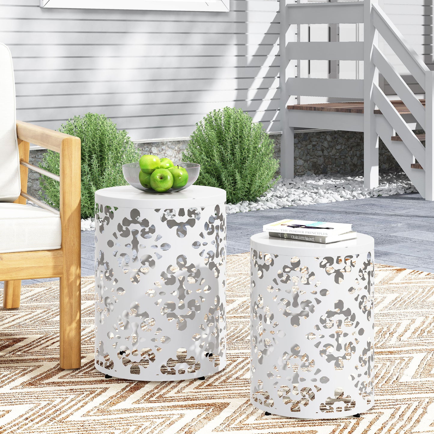 Metal (Set of 2) End Table - White