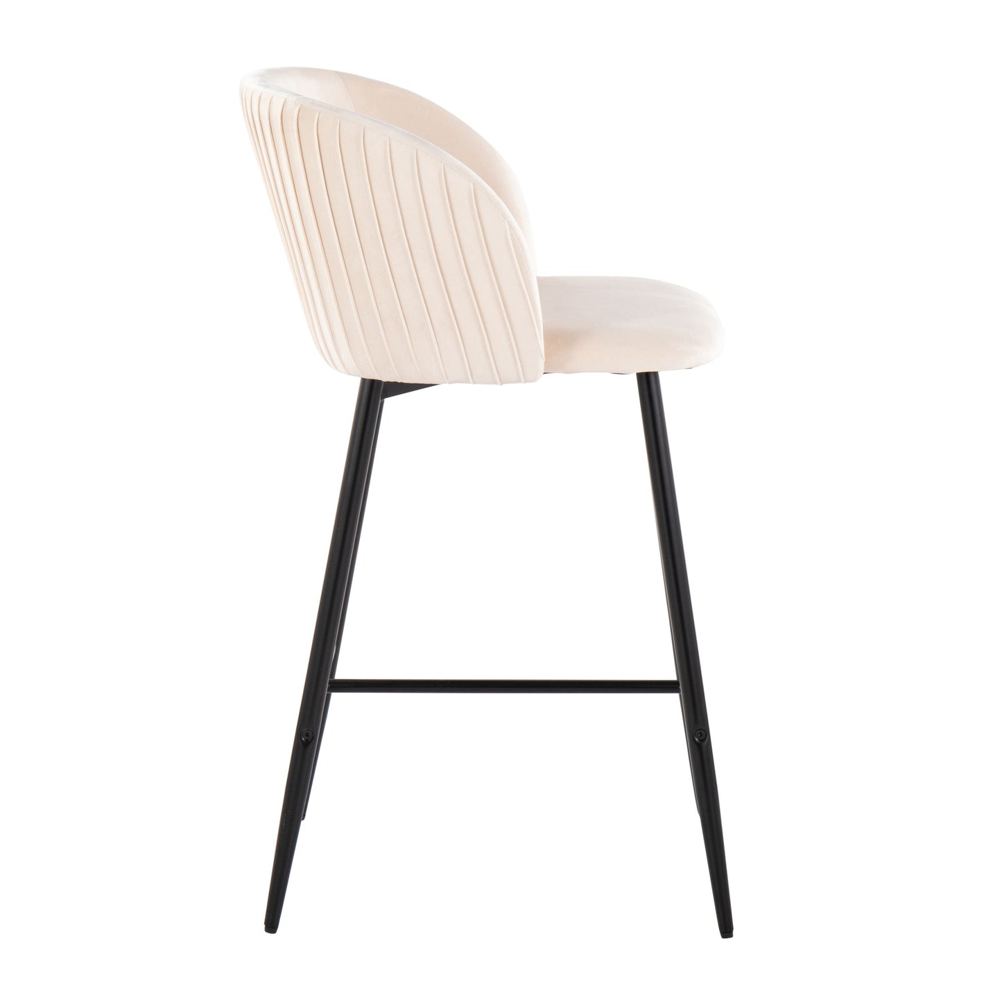 Fran - Pleated Contemporary Fixed Height Counter Stool (Set of 2) - Black / White