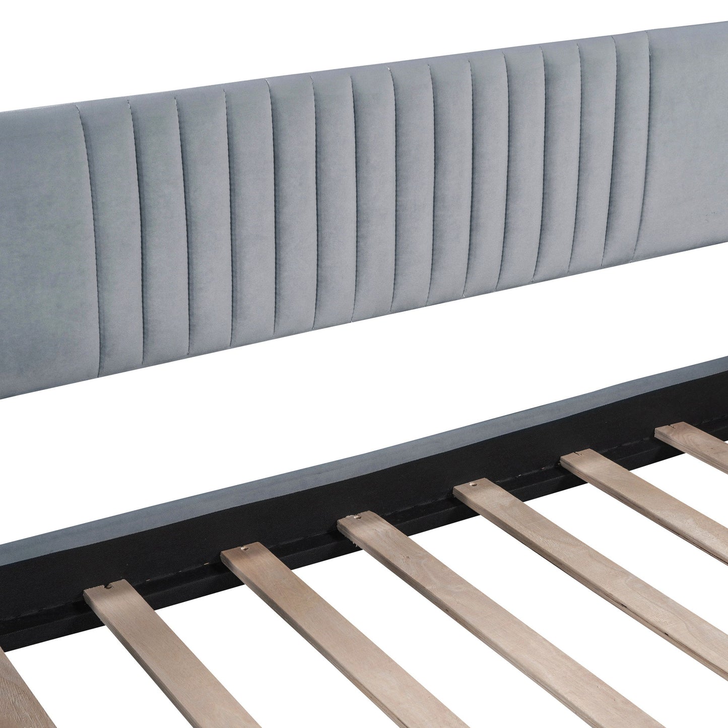 Upholstered Daybed Sofa Bed Twin Size With Trundle Bed And Slat - Gray